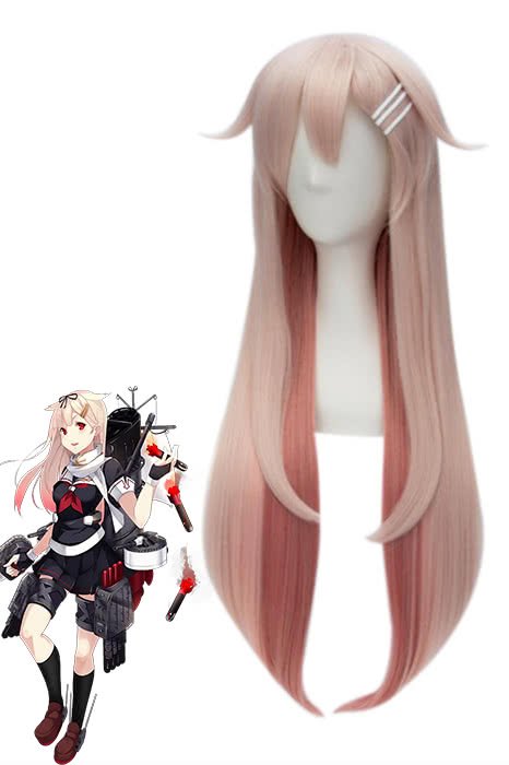 Kantai Collection Yuudachi Long Straight Pink Cosplay Wigs - lemailwigs