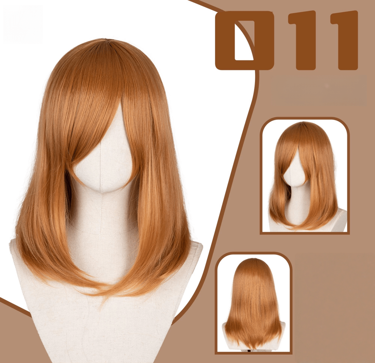 L - email Wig 24 Colors Black White Gray Brown 40cm General Cosplay Wigs - lemailwigs