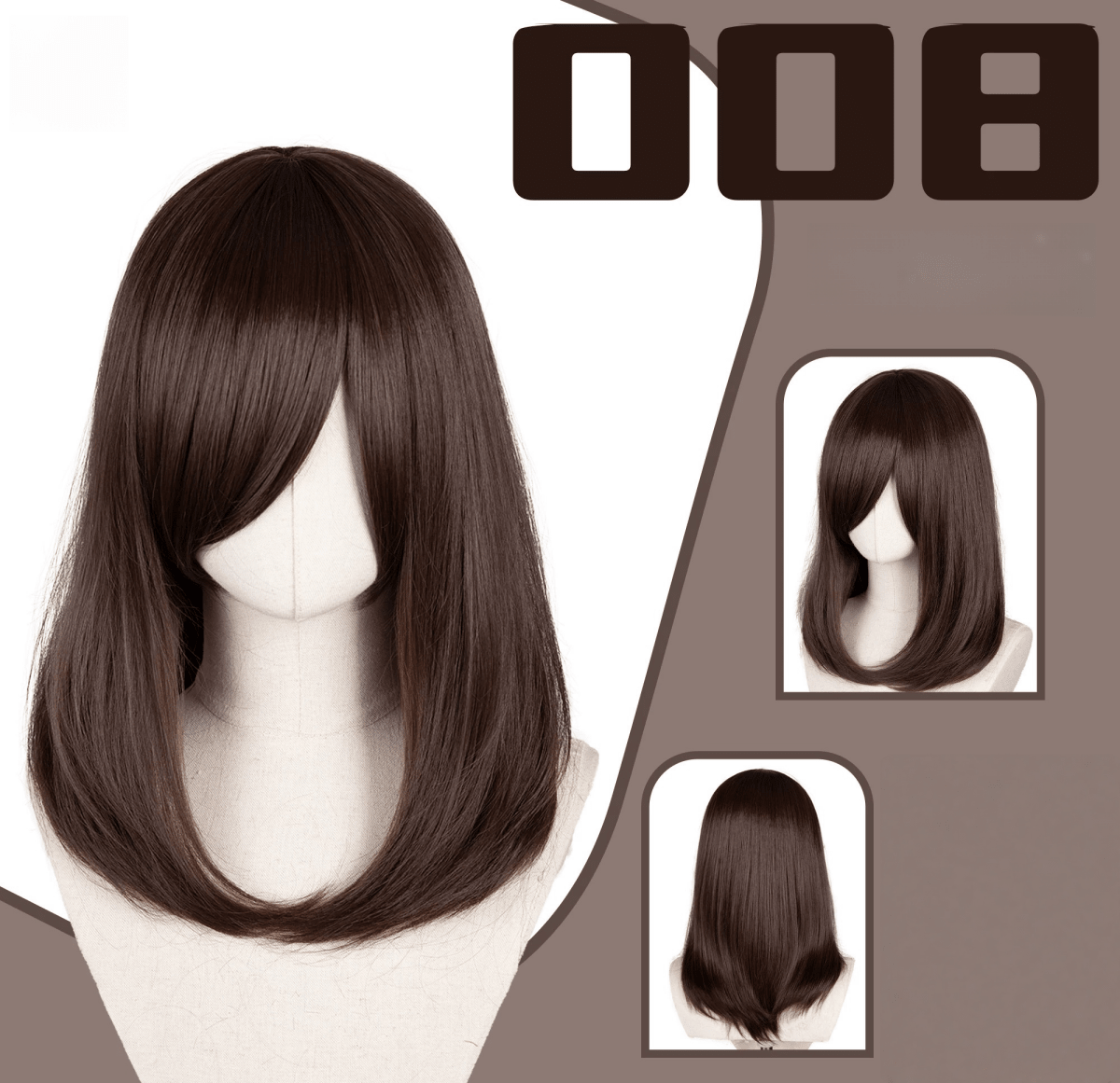 L - email Wig 24 Colors Black White Gray Brown 40cm General Cosplay Wigs - lemailwigs