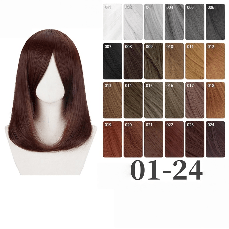 L - email Wig 24 Colors Black White Gray Brown 40cm General Cosplay Wigs - lemailwigs