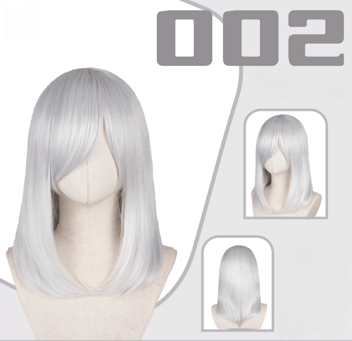 L - email Wig 24 Colors Black White Gray Brown 40cm General Cosplay Wigs - lemailwigs
