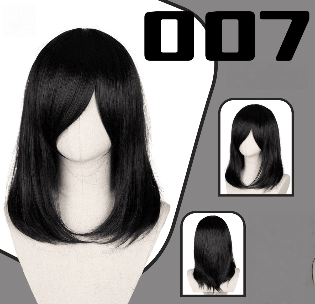 L - email Wig 24 Colors Black White Gray Brown 40cm General Cosplay Wigs - lemailwigs