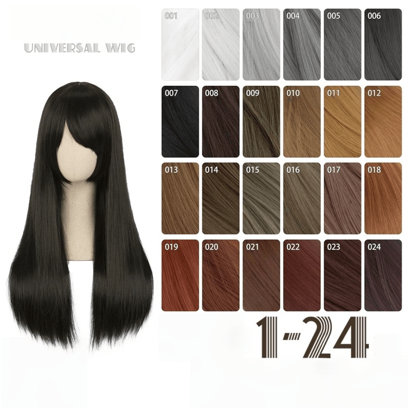 L - email Wig 24 Colors Black White Gray Brown 60cm General Cosplay Wigs - lemailwigs