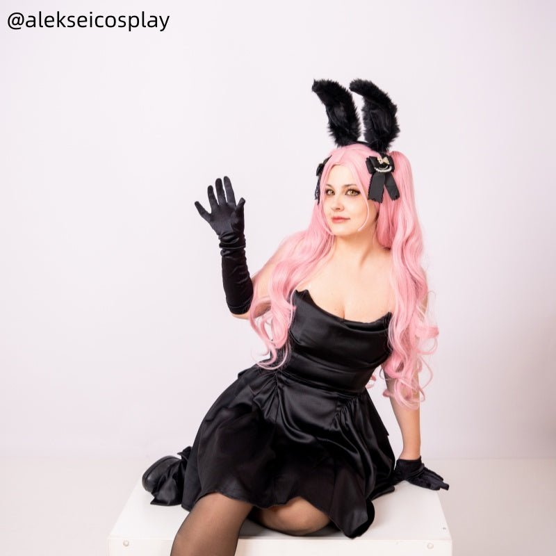 L - email Wig Alien Stage Mizi x Aniplus Collab Cafe Pink Cosplay Wig - lemailwigs