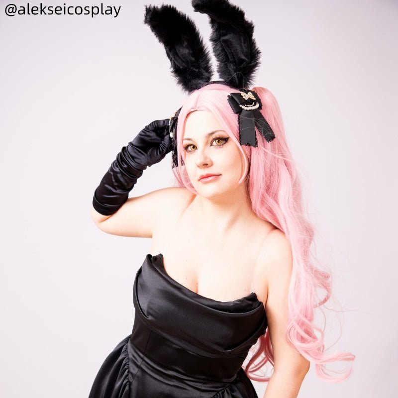 L - email Wig Alien Stage Mizi x Aniplus Collab Cafe Pink Cosplay Wig - lemailwigs