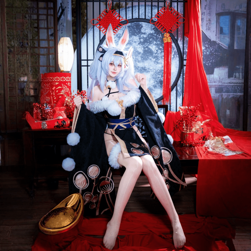 L - email Wig Azur Lane Laffey II Bunny Girl Cosplay Costume - lemailwigs