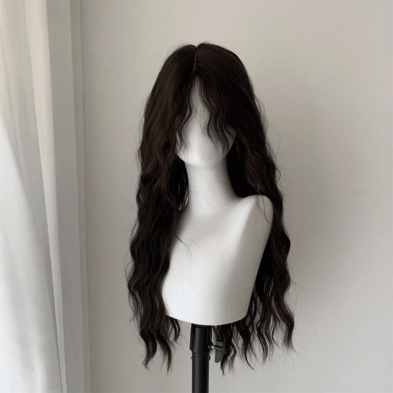 L - email Wig Black 65cm Long Curly Front Lace Wig - lemailwigs