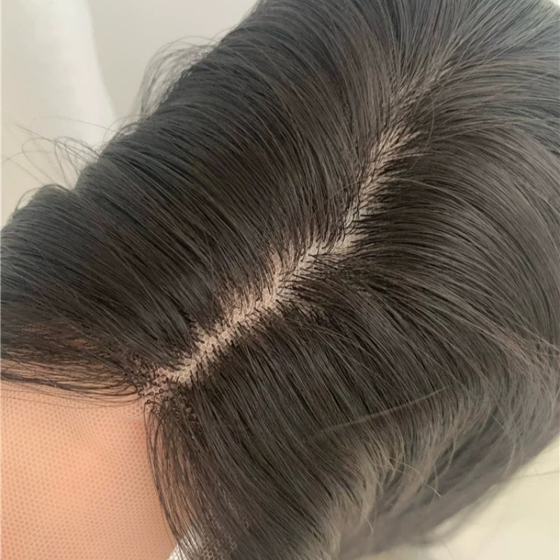 L - email Wig Black Brown Long Straight Front Lace Wig - lemailwigs