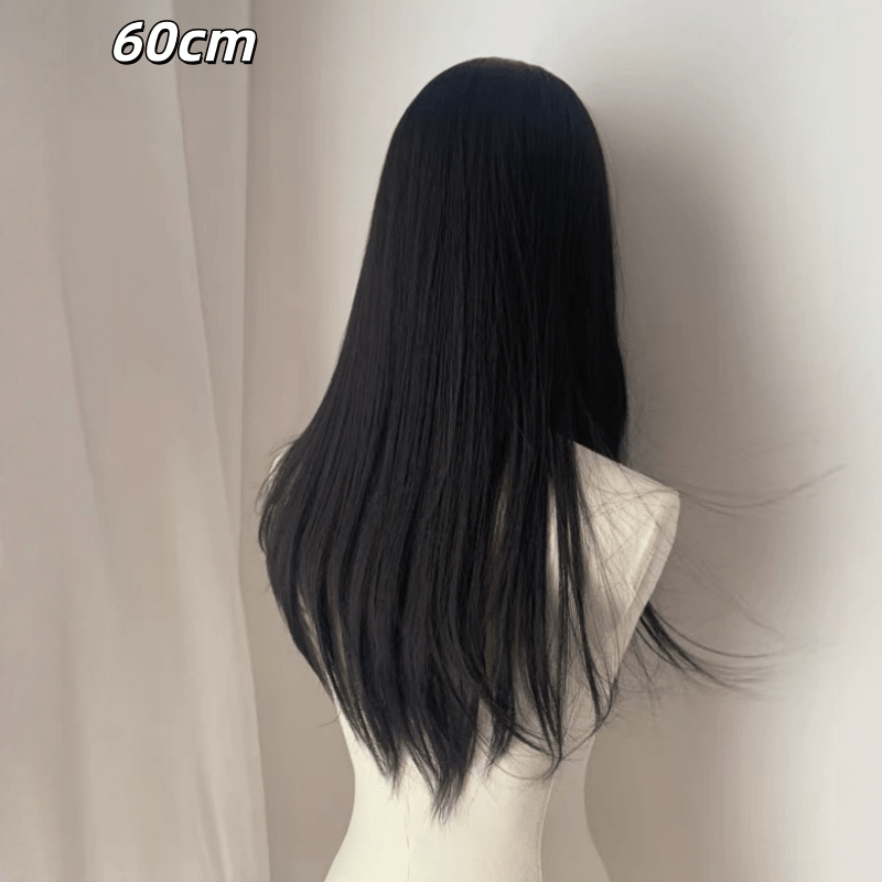 L - email Wig Black Brown Long Straight Front Lace Wig - lemailwigs