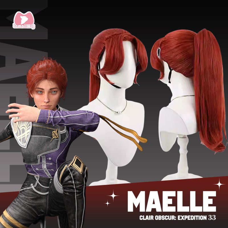 L - email Wig Clair Obscur: Expedition 33 Maelle Red Cosplay Wig - lemailwigs
