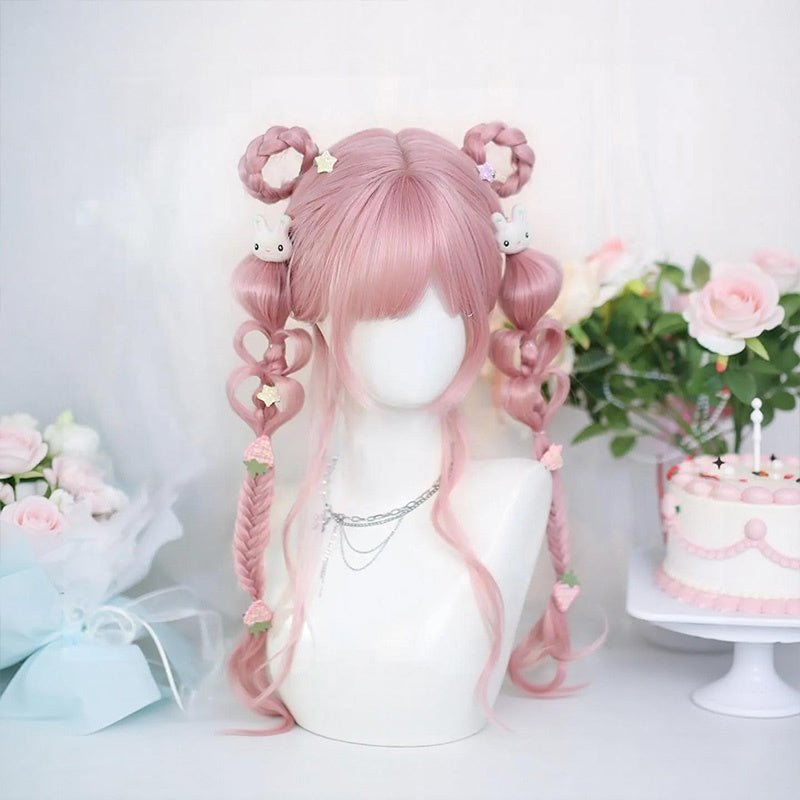 L - email Wig Daily Casual Long Synthetic Hair Fashion Pink Lolita Wig - lemailwigs