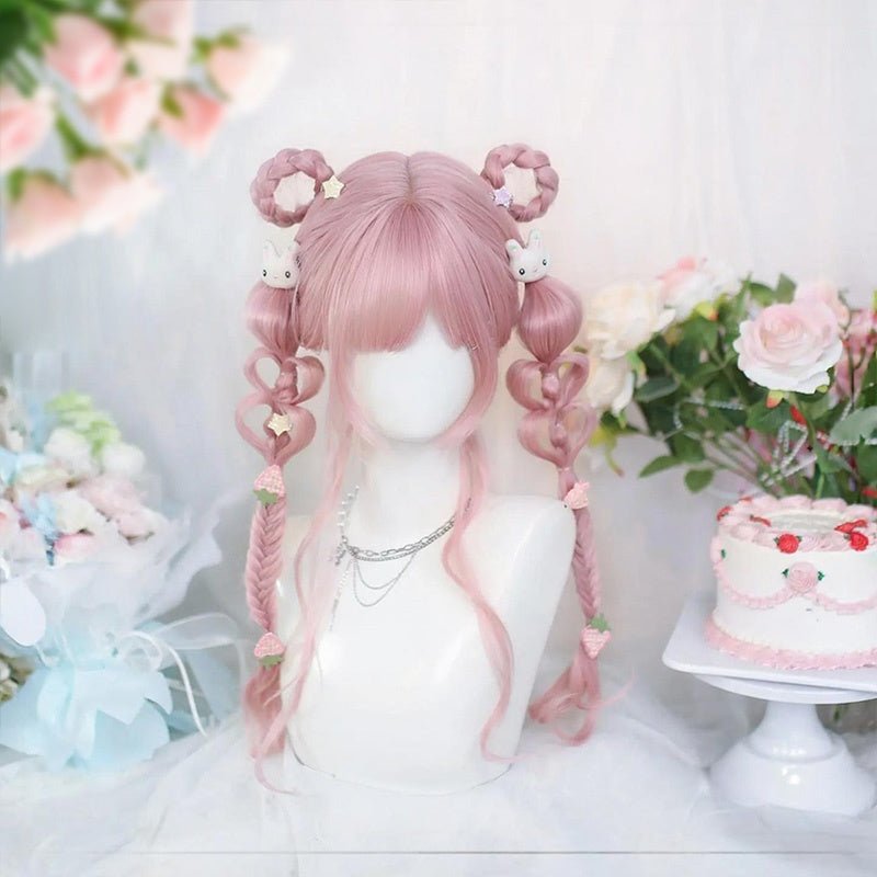L - email Wig Daily Casual Long Synthetic Hair Fashion Pink Lolita Wig - lemailwigs