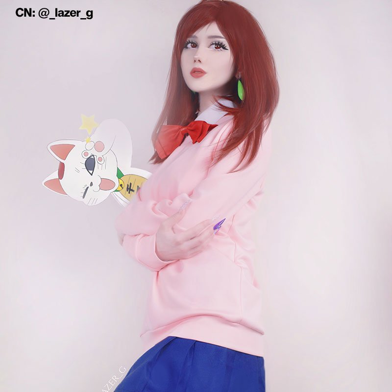L - email Wig Dandadan Momo Ayase Cosplay Costume And Wig Halloween Full Set - lemailwigs