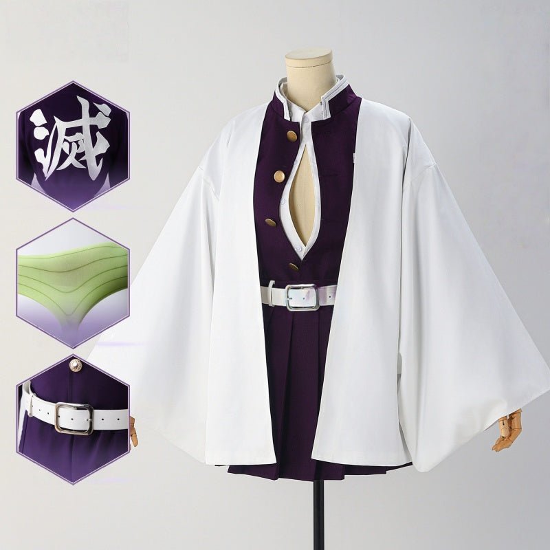 L - email Wig Demon Slayer Kimetsu no Yaiba Kanroji Mitsuri Uniform Halloween Cosplay Costume And Wig Full Set - lemailwigs
