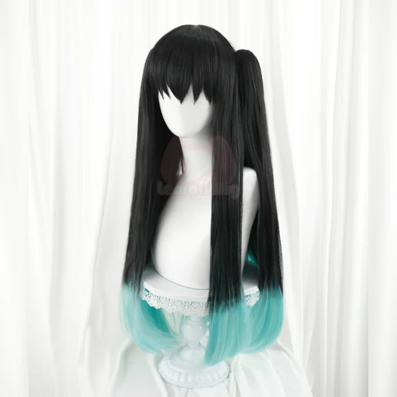 L - email Wig Demon Slayer Muichiro Tokito Uniform Halloween Cosplay Costume And Wig Full Set - lemailwigs