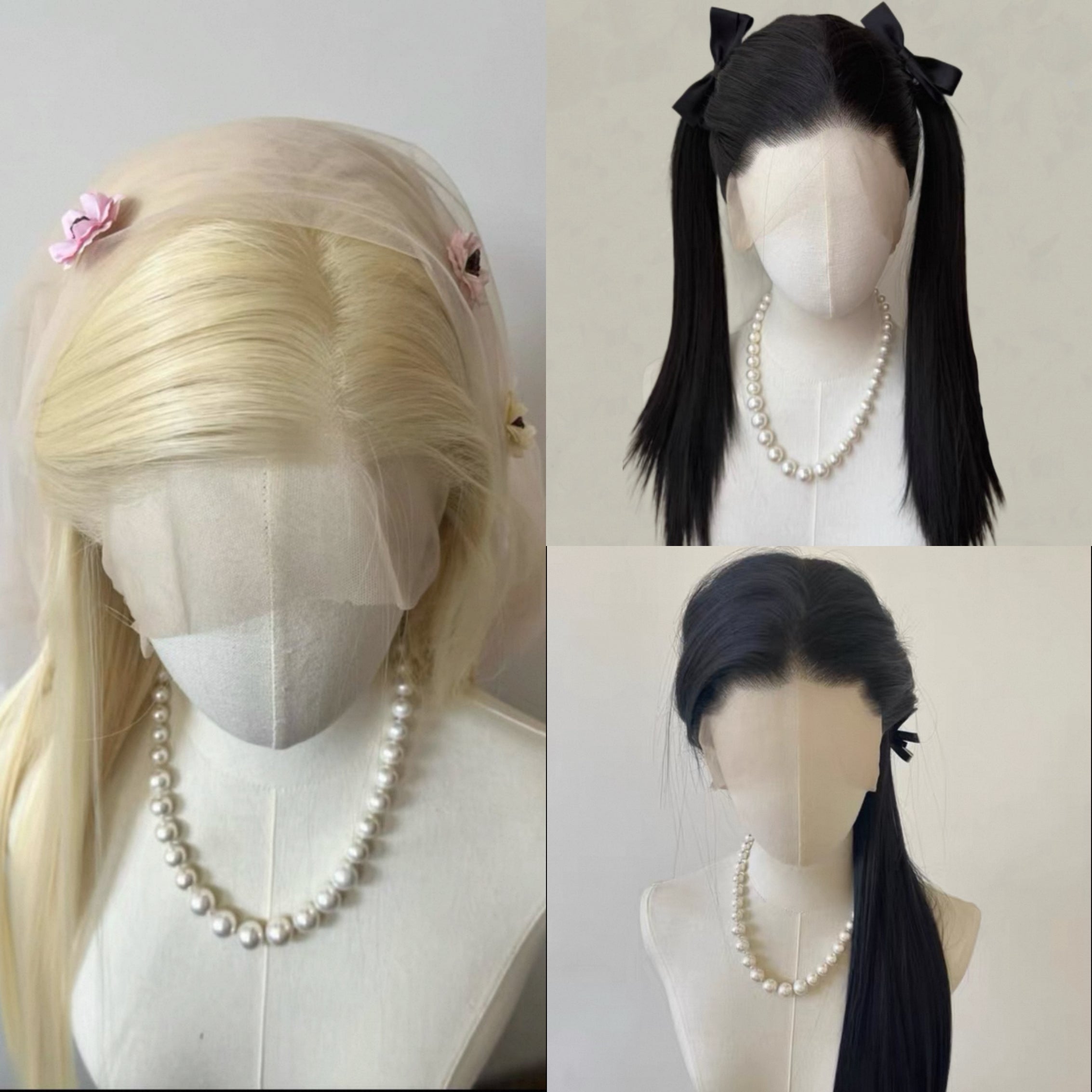 L - email Wig Full Lace Wig Blonde Black Long Straight Base Wig - lemailwigs