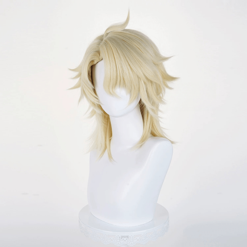 L - email Wig Genshin Impact Varka Gold 35cm Halloween Cosplay Wig - lemailwigs