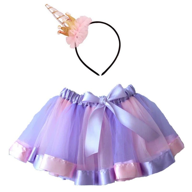 L - email Wig Girls Rainbow Tutu Unicorn Headband Set For Halloween Party Cosplay Costume - lemailwigs