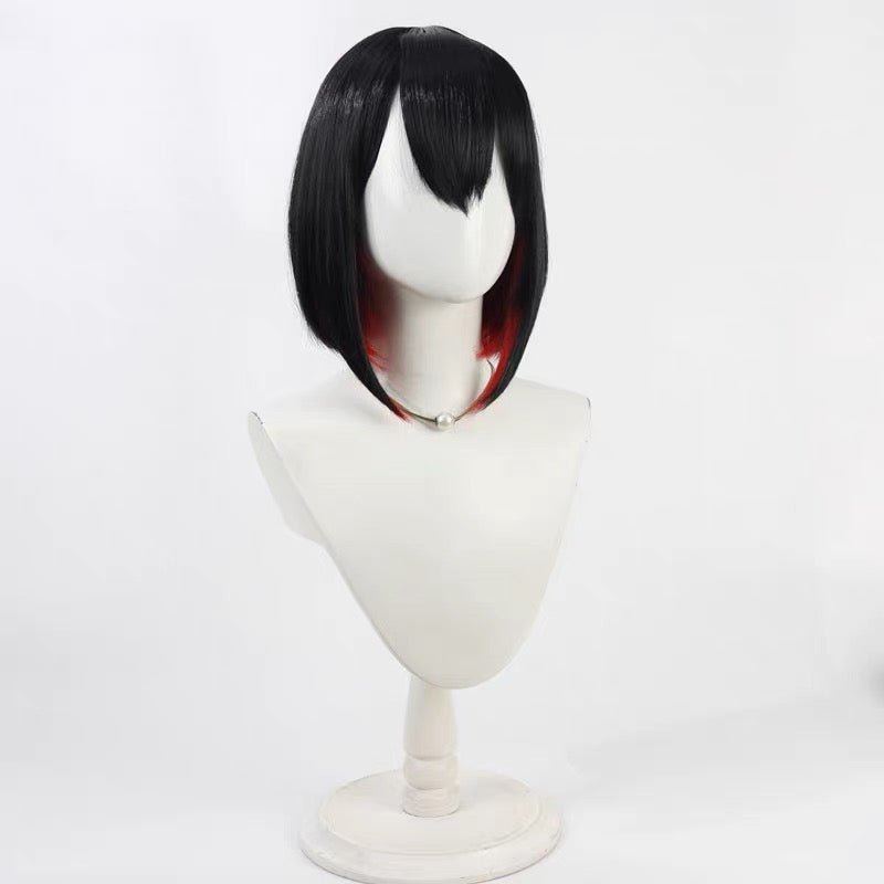 L - email Wig Goddess of Victory: Nikke Rouge Black Red Short Halloween Cosplay Wig - lemailwigs