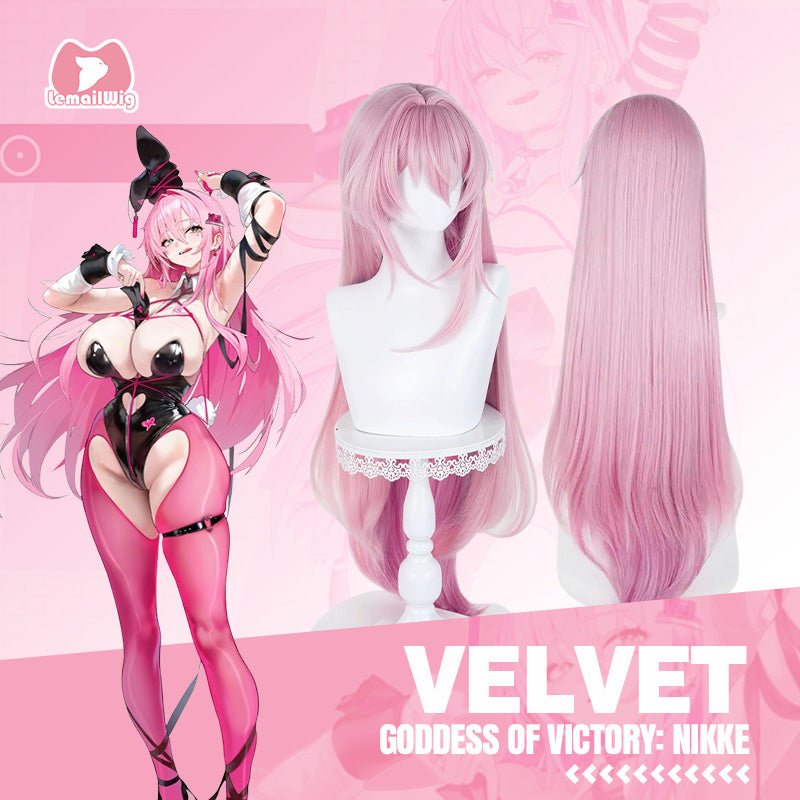 L-email Wig Goddess of Victory: Nikke Velvet Pink 98cm Cosplay Wig - lemailwigs