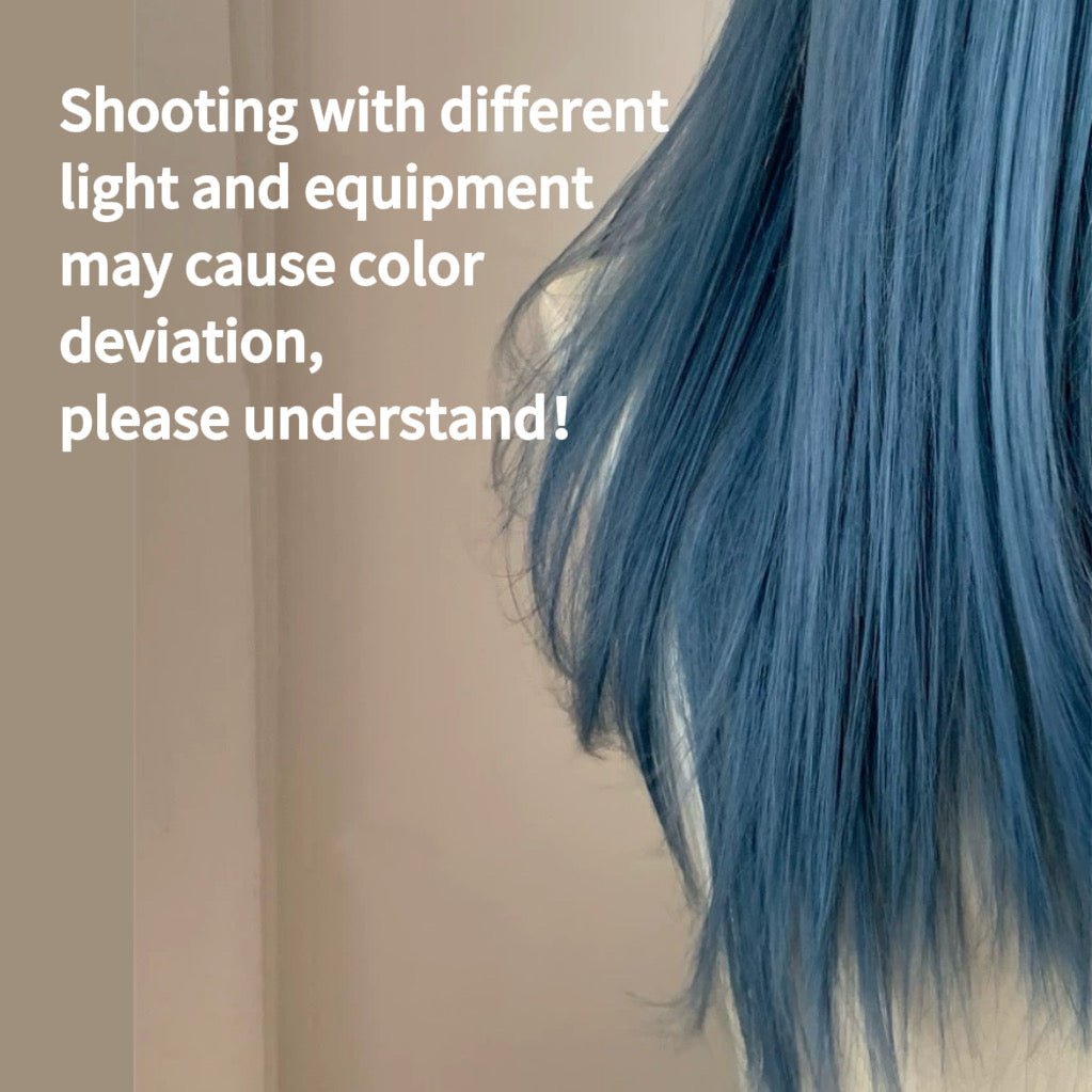 L - email Wig Hand Hook Blue Long Straight 65cm Lace Front Wig - lemailwigs