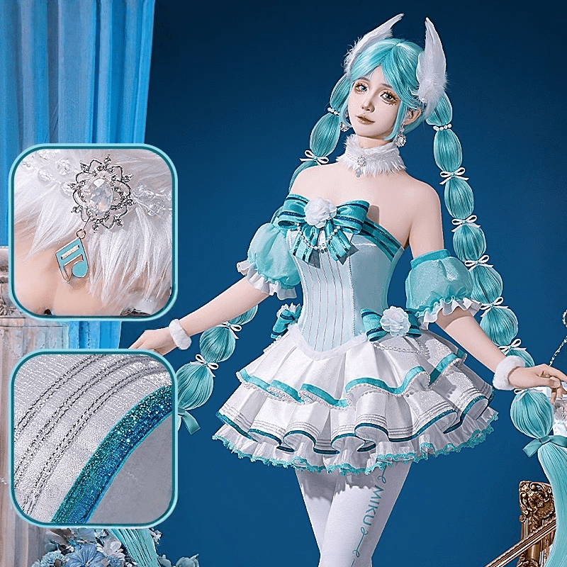 L - email Wig Hatsune Miku Swan Lake Miku Cosplay Costume And Wig Full Set - lemailwigs