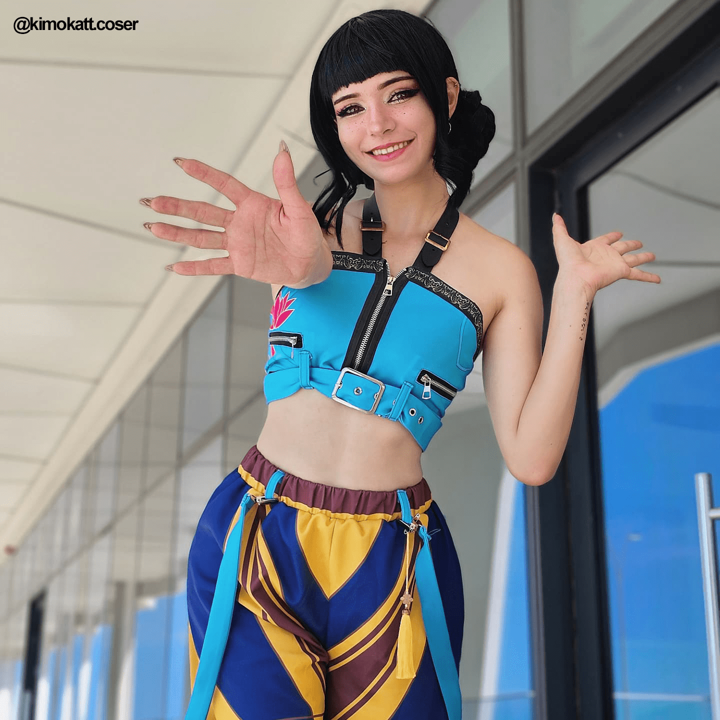 L - email Wig Huntrix KPOP Demon Hunter Zoey Cosplay Costume And Wig Full Set - lemailwigs