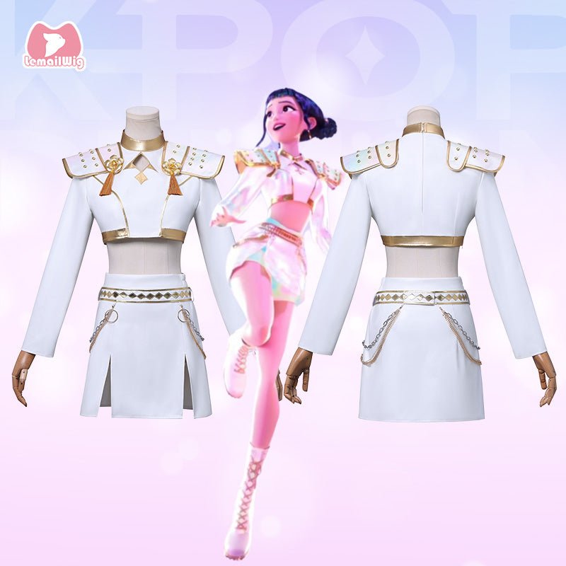L - email Wig Huntrix KPOP Demon Hunter Zoey White Outfit Full Set (XS - XXXL) - lemailwigs
