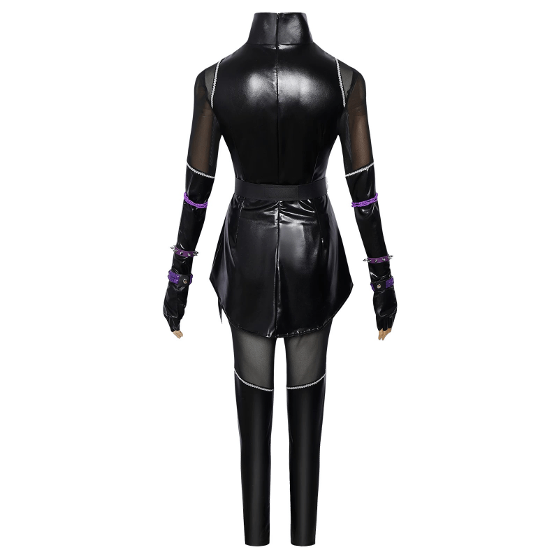 L - email Wig Huntr/X Kpop Demon Hunter Mira Black Leather Combat Cosplay Costume And Wig Full Set - lemailwigs