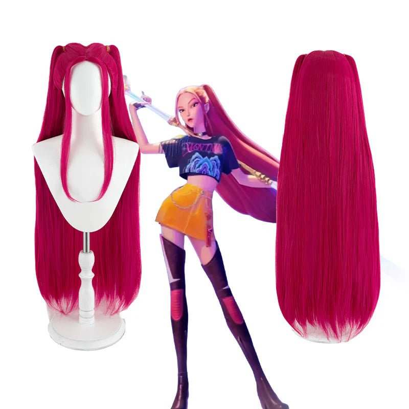 L - email Wig Huntr/X Kpop Demon Hunter Mira Black Leather Combat Cosplay Costume And Wig Full Set - lemailwigs