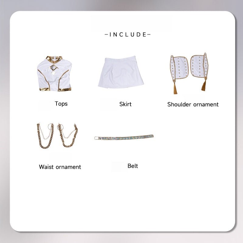 L - email Wig Huntr/X Kpop Demon Hunter Rumi Zoey Mira Kids' White Outfit Halloween Cosplay Costume - lemailwigs