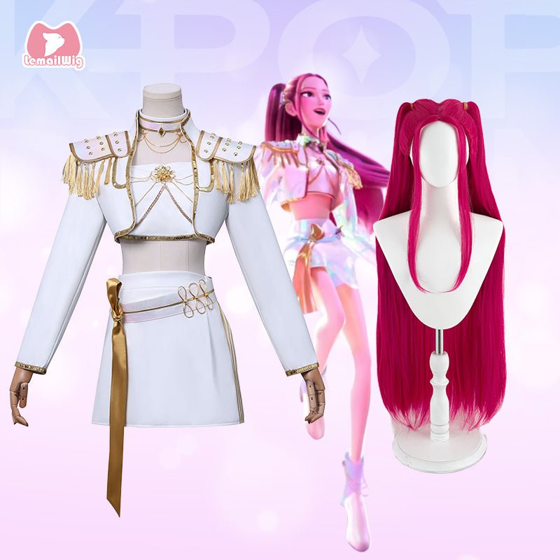 L - email Wig Kpop Demon Hunter Mira White Outfit Full Set (XS - XXXL) - lemailwigs