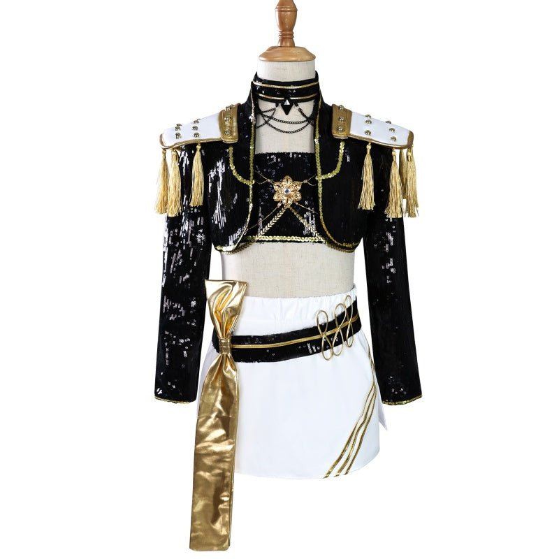 L - email Wig Kpop Demon Hunter Rumi Mira Zoey Kids' Black Gold Outfit Halloween Cosplay Costume - lemailwigs