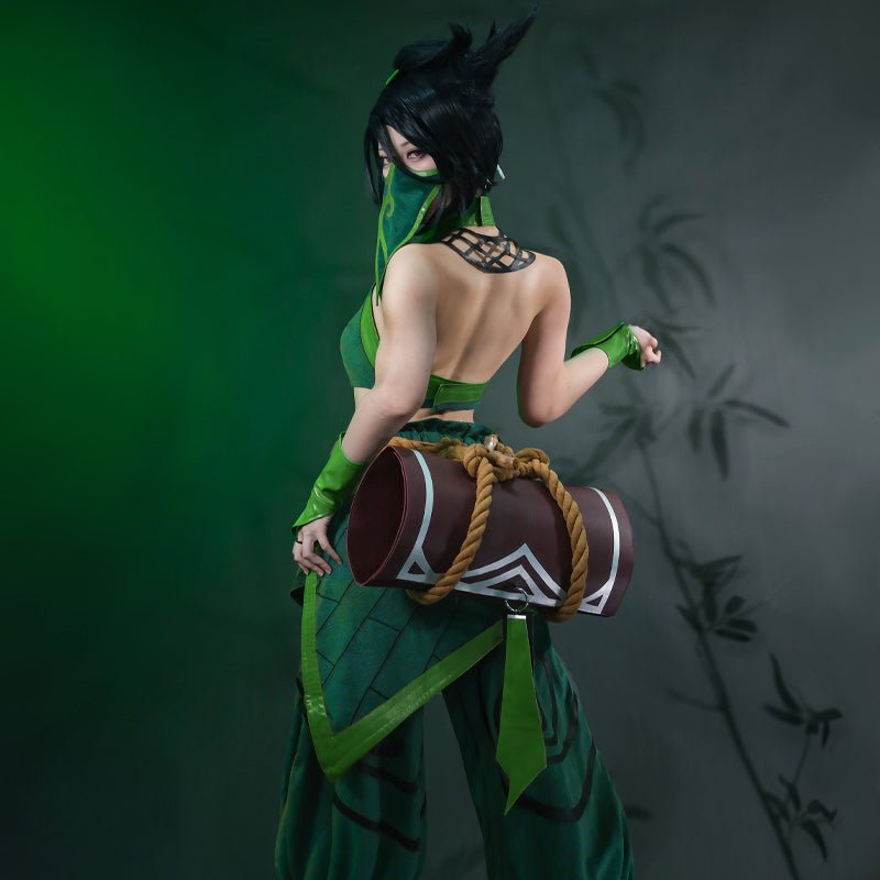 L - email Wig League of Legends LOL The Rogue Assassin Akali Cosplay Costume And Wig Kit - lemailwigs