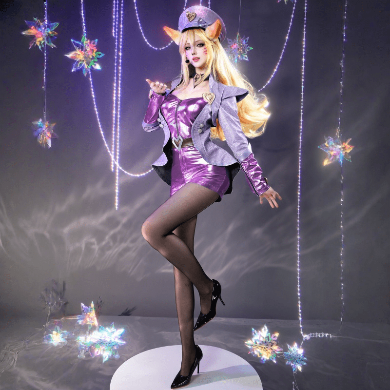 L - email Wig League of Legends Popstar Ahri Cosplay Costume - lemailwigs