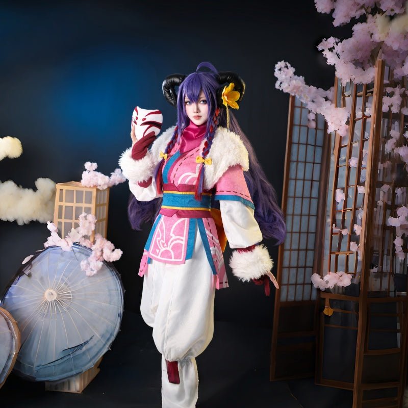 L - email Wig League of Legends Spirit Blossom Kindred Cosplay Costume And Wig Full Set - lemailwigs