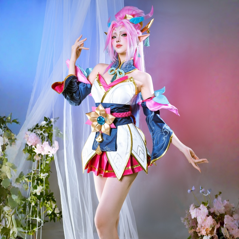 L-email Wig League of Legends Spirit Blossom Zyra Dress Cosplay Costume - lemailwigs
