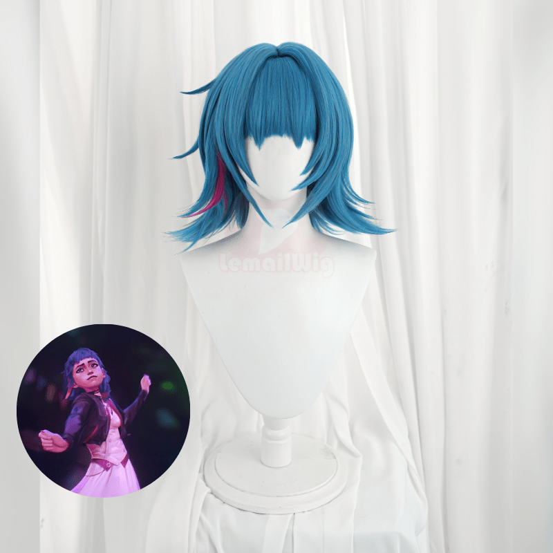 L - email Wig LOL Arcane Season 2 Jinx Powder Dress Cosplay Wig And Costume Kit - lemailwigs