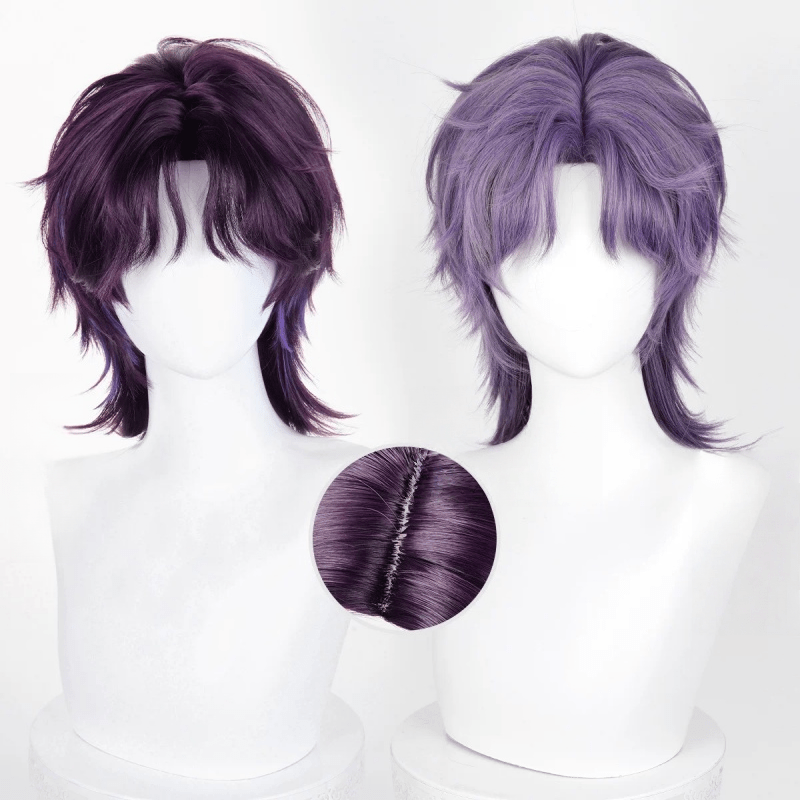 L - email Wig Love and Deepspace Rafayel Purple 38cm Short Halloween Cosplay Wig - lemailwigs