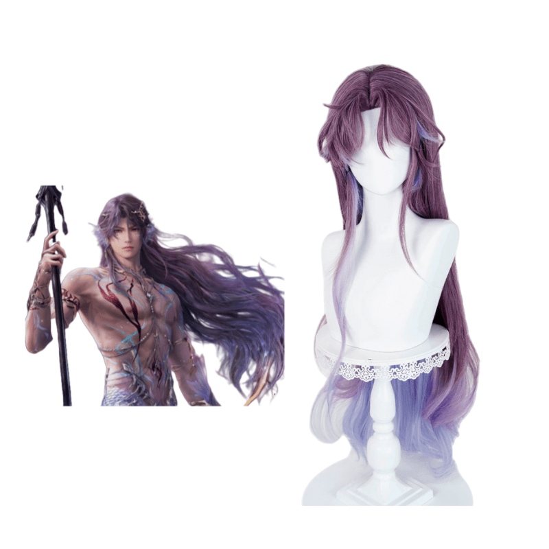 L - email Wig Love and Deepspace Rafayel Purple Mixed 100cm Long Halloween Cosplay Wig - lemailwigs