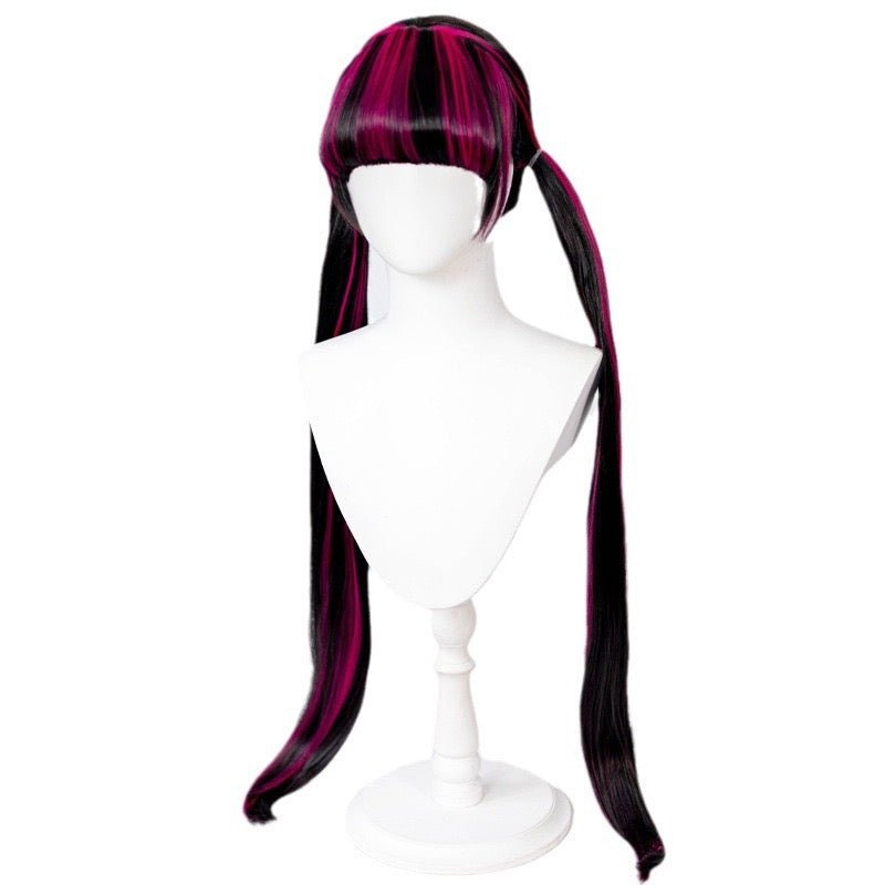 L - email Wig Monster High Draculaura Color Mixing Long Double Braids Halloween Cosplay Wig - lemailwigs