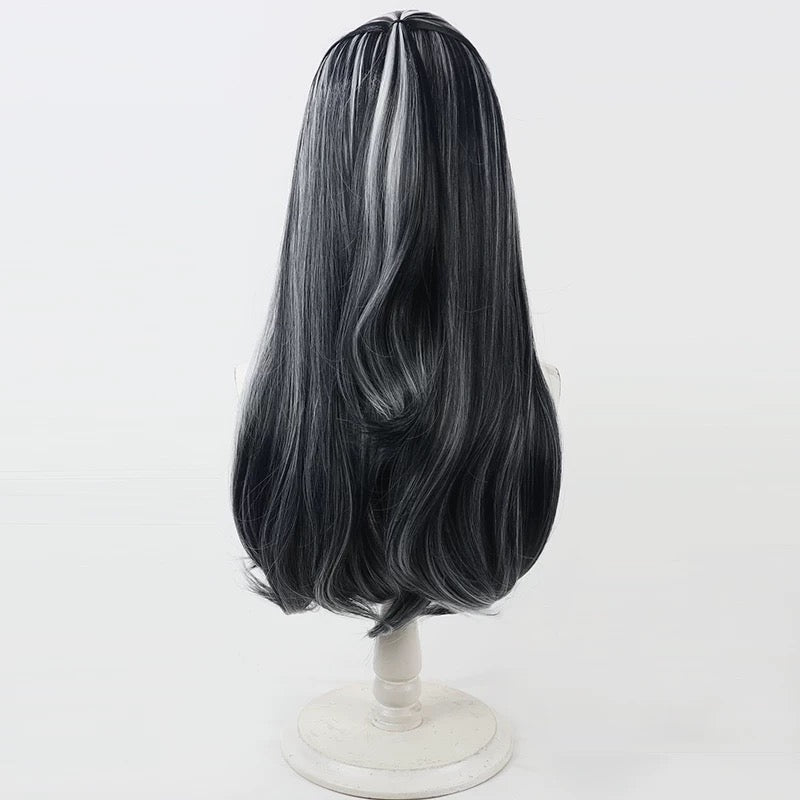 L - email Wig Monster High Frankie Stein Black White 70cm Halloween Cosplay Wig - lemailwigs