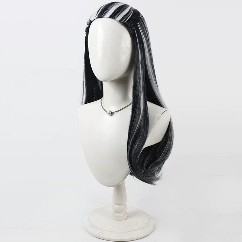 L - email Wig Monster High Frankie Stein Black White 70cm Halloween Cosplay Wig - lemailwigs