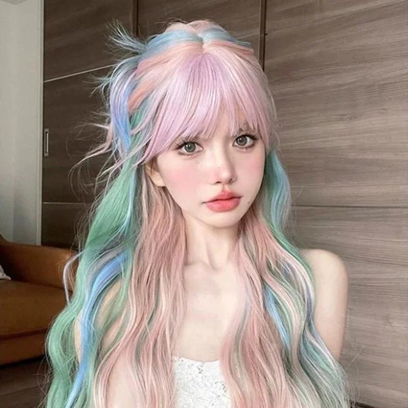 L - email Wig Multicolor Mix Curly Lolita Wig - lemailwigs