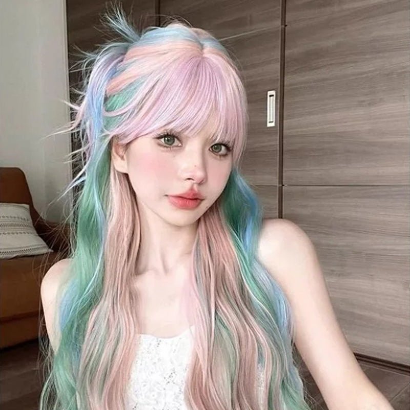 L - email Wig Multicolor Mix Curly Lolita Wig - lemailwigs