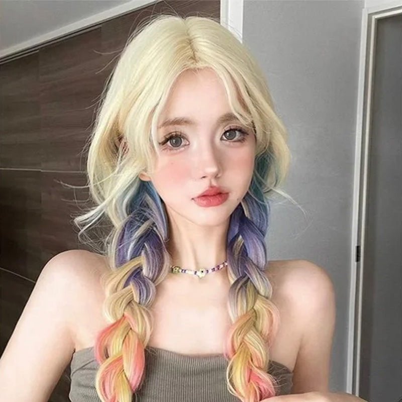 L - email Wig Multicolor Mix Gradient Curly Lolita Wig - lemailwigs