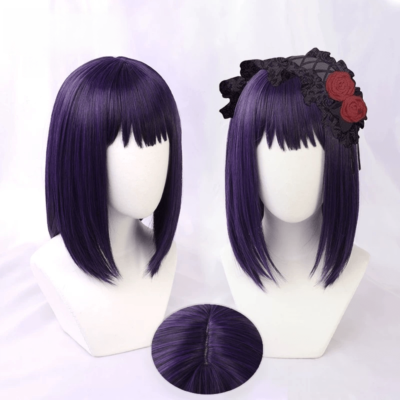 L - email Wig My Dress - Up Darling Kuroe Shizuku Dark Purple Short Halloween Cosplay Wig - lemailwigs