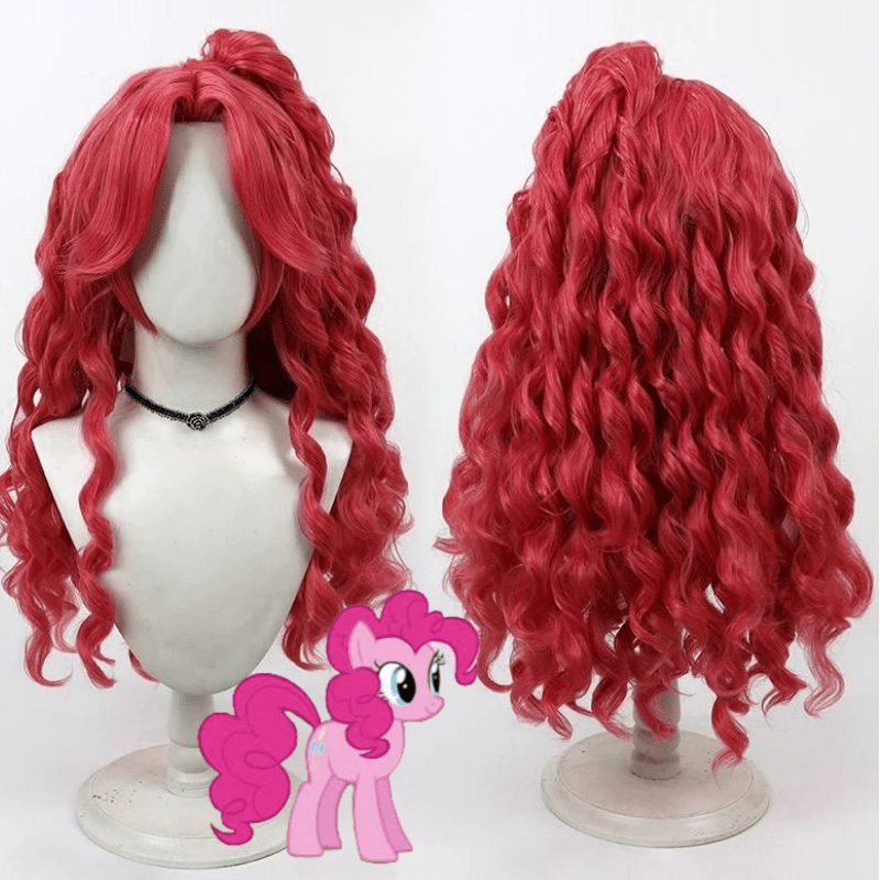 L - email Wig My Little Pony Pinkie Pie Red Curls 65cm Halloween Cosplay Wig - lemailwigs