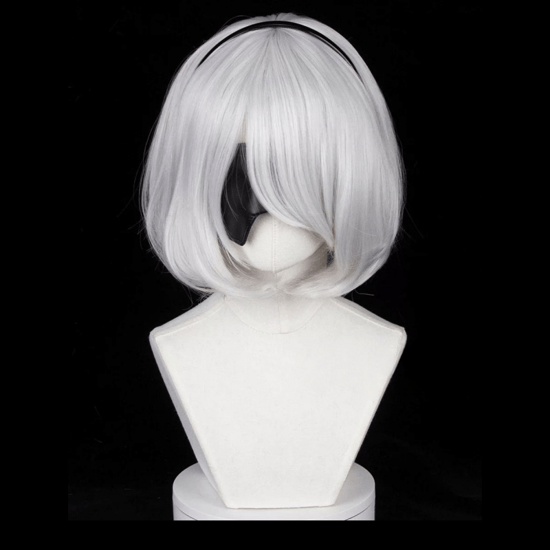 L - email Wig Nier Automata 2B White Short Wig - lemailwigs