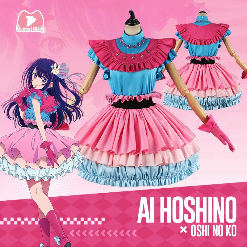 L - email Wig Oshi no Ko Ai Hoshino Season 3 Pink Blue Cosplay Costume - lemailwigs